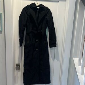 London Fog Black Trench Coat Double-Breasted Tailored